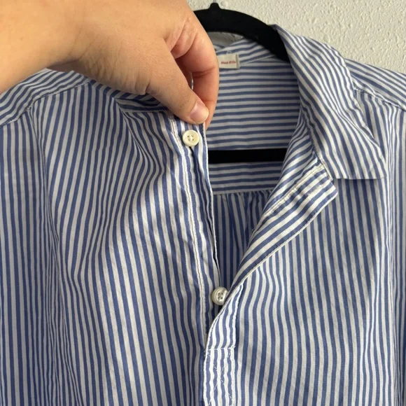 Alex Mill Wash & Go Striped Cotton Pullover Collared Half Button Up Blouse - Picture 4 of 6
